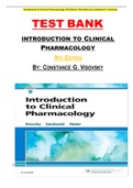TEST BANK: INTRODUCTION TO CLINICAL PHARMACOLOGY 9TH EDITION BY VISOVSKY