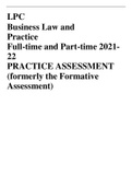 LPC Business Law and Practice Full-time and Part-time 2021- 22 PRACTICE ASSESSMENT (formerly the Formative Assessment)