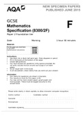 AQA A/AS LEVEL GCSE Mathematics Specification (8300/2F) Paper 2 Foundation tier