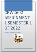 CRW2602 ASSIGNMENT 1 SEMESTER 1 OF 2022 [638466]