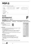 AQA GCSE MATHEMATICS Foundation Tier	Paper 2 Calculator