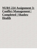 NURS 224 Assignment 3: Conflict Management | Completed | Shadow Health