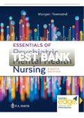 TEST BANK ESSENTIALS OF PSYCHIATRIC MENTAL HEALTH NURSING 8TH ED CONCEPTS OF CARE IN EVIDENCE-BASED PRACTICE MORGAN TOWSEND