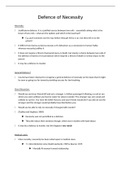 Defence of Necessity Summary Notes