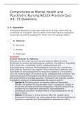 Psychiatric Assessment and Fundamentals of Mental Health and Psychiatric Nursing NCLEX Quiz: 50 Questions | 2022 latest update 