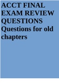 ACCT FINAL EXAM REVIEW QUESTIONS Questions for old chapters