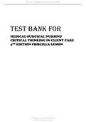 TEST BANK FOR MEDICAL-SURGICAL NURSING CRITICAL THINKING IN CLIENT CARE 4TH EDITION PRISCILLA LEMON.