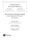 Solution Manual for Statistics for Managers Using Microsoft Excel 9th Edition Levine