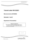 Tutorial Letter 001/3/2021  Macroeconomics (ECS2602)  Semester 1 and 2  Department of Economics