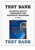 ADVANCED HEALTH ASSESSMENT AND DIAGNOSTIC REASONING 3RD EDITION BY JACQUELINE RHOADS TEST BANK ISBN- 978-1284105377 This is a Test Bank (Study Questions & Complete Answers) to help you study for your Tests. Test banks can give you the tools you need to he