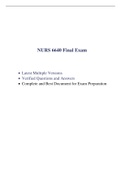 NURS 6640 Final Exam (5 Versions, 375 Q & A, Latest-2022) / NURS 6640N Final Exam / NURS6640 Final Exam / NURS6640N Final Exam |Verified Q & A, Complete Document for EXAM|