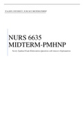 NURS 6635 MIDTERM-PMHNP/Newly Updated Exam Elaborations Questions with Answers Explanations