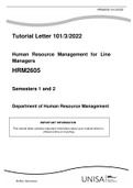 HRM2605 - Human Resource Management For Line Managers Semesters 1 and 2 3/2022.