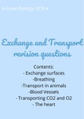 Revision questions for A- level biology exchange and surfaces