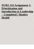 NURS 224 Assignment 1: Prioritization and Introduction to Leadership/Shadow Health .