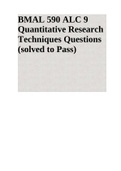 BMAL 590 Quantitative Research Techniques Questions (solved to Pass).