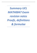 Summary UCL MATH0047 Exam revision notes Proofs, definitions & formulae.