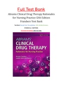Abrams Clinical Drug Therapy Rationales for Nursing Practice 12th Edition Frandsen Test Bank