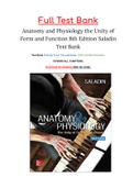 Anatomy and Physiology the Unity of Form and Function 8th Edition Saladin Test Bank