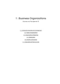 IB Summary Business and Management Chapter 1 (Business Organizations)