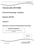 Tutorial Letter 201/1/2020 Personnel Psychology, Employee Retention IOP3706