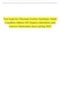 Test bank for Macionis Gerber Sociology Ninth Canadian edition    All Chapters Questions and Answers Rationales latest spring 2021 
