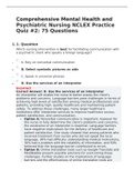 Comprehensive Mental Health and Psychiatric Nursing NCLEX Practice Quiz #2: 75 Questions