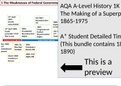 AQA A-Level History  The Making of a Superpower USA A* Student, 6 Detailed Timelines on 1865-1890