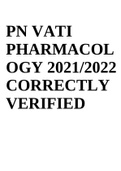 PN VATI PHARMACOL OGY 2021/2022 CORRECTLY VERIFIED