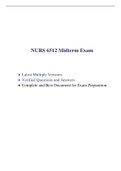 NURS 6512 Midterm Exam (7 Versions, 700 Q & A, Latest-2022) / NURS 6512N Midterm Exam / NURS6512 Midterm Exam / NURS-6512N Midterm Exam: |100% Correct Q & A, Download to Secure HIGHSCORE|