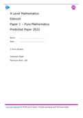 A Level Mathematics Edexcel Paper 1 – Pure Mathematics Predicted Paper 2022