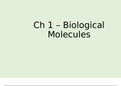 Biological Molecules Chapter 1 AQA A Level Biology A* Notes