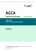 ACCA Tuition (Course) Exam Paper AAA Advanced Audit and Assurance Answers