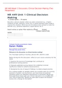 NR 449 Unit 1 Clinical Decision Making