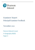 Geography edexcel alevel 2021 paper 3 examiners report 