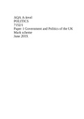 AQA A-level POLITICS 7152/1 Paper 1 Government and Politics of the UK Mark scheme June 2019.