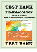 TEST BANK PHARMACOLOGY CLEAR AND SIMPLE - A Guide to Drug Classifications and Dosage Calculations By Cynthia Watkins ISBN- 9780803666528 This is a Test Bank Consists of Study Questions and solutions to help you study and prepare better for your Exams