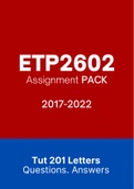 ETP2602 - Assignment Tut201 feedback (Questions & Answers) (2017-2022)