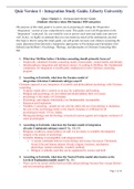 Quiz Version 1 - Integration Study Guide. Liberty University