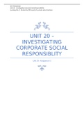 2022 Distinction : Unit 20 - Investigating Corporate Social Responsibility Assignment 3 