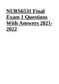 NURS6531 Final Exam 1 Questions With Answers 2021- 2022