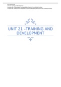 2022 Distinction : Unit 21 - Training and Development Learning Aim A+B