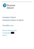 Geography paper 2 edexcel 2021 examiner's feedback AL
