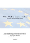 Politics of the European Union - Summary of the Readings 