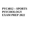 PYC4812 – SPORTS PSYCHOLOGY EXAM PREP 2022