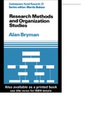 Research Methods and Organization Studies (Contemporary Social Research) (Alan Bryman
