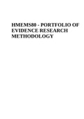 HMEMS80-PORTFOLIO OF EVIDENCE RESEARCH METHODOLOGY Assignment 3.
