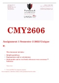 CMY2606  Assignment 1 Semester 2 2022 Unique 