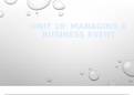 Unit 18: Managing a Business Event P5