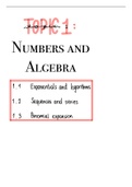 Mathematics AA SL IB Diploma Topic 1 - Numbers and Algebra